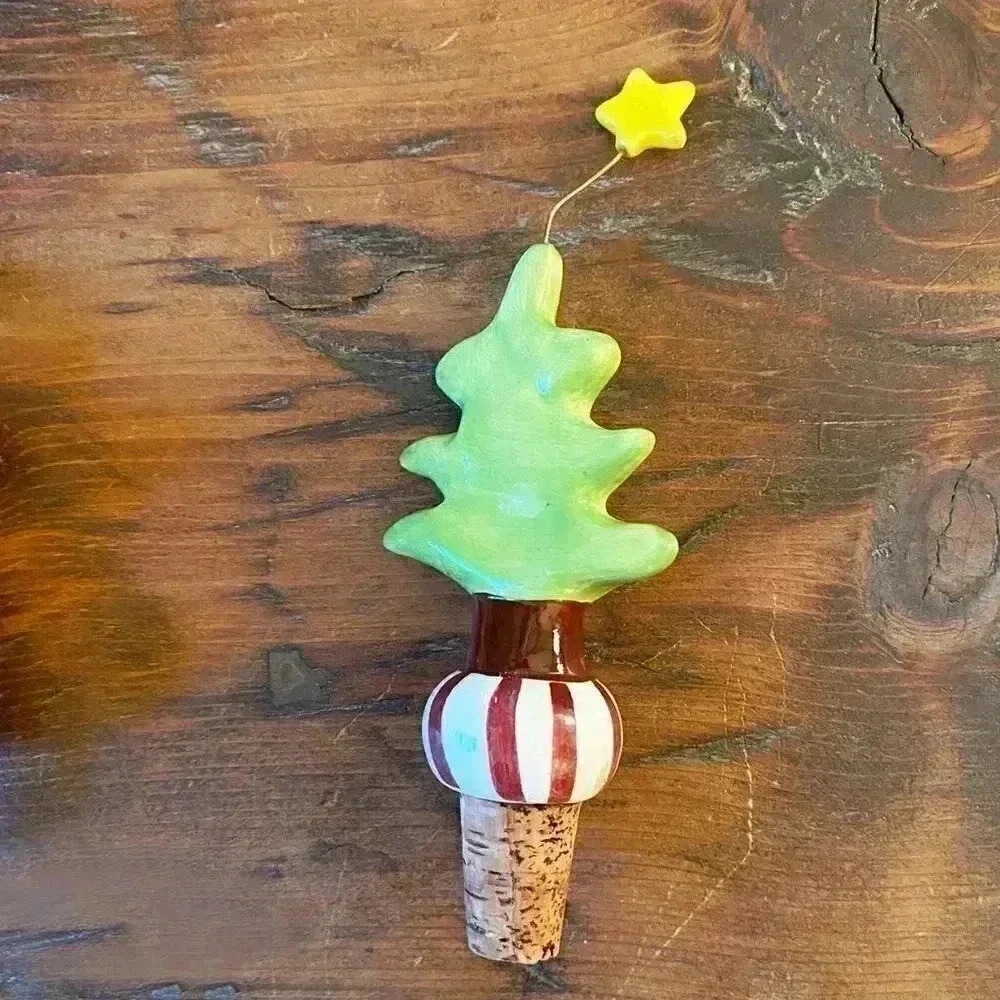 Holiday Tree & Star Cork Bottle Stopper NWOT